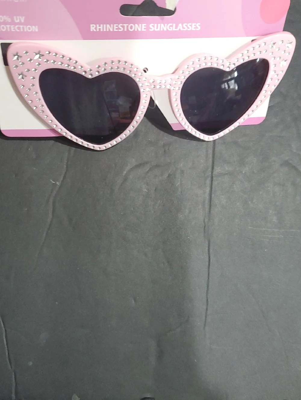 Pink rhinestone studded‎ bling retro heart shaped cat eye Sunglasses brand new